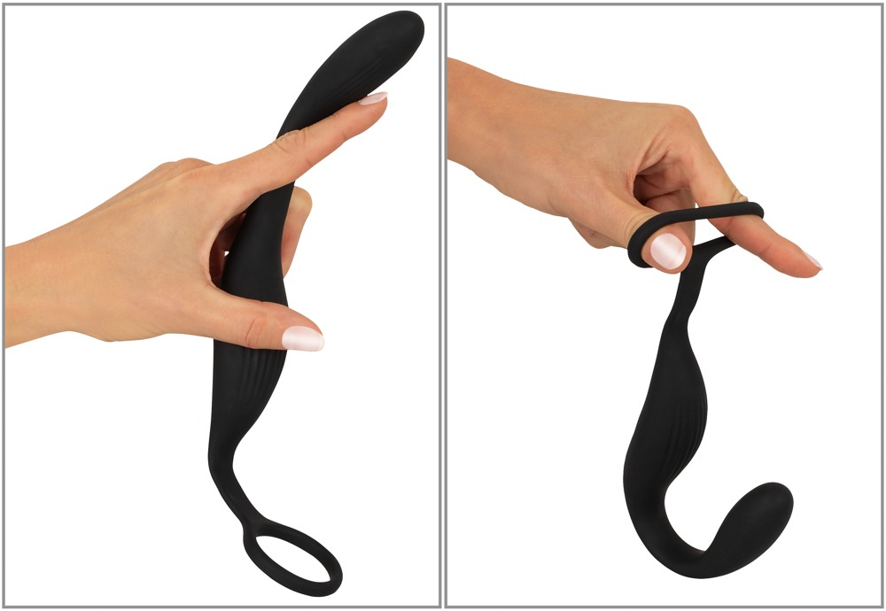 Vibrator Black Velvets Cock ring with RC butt plug [5]