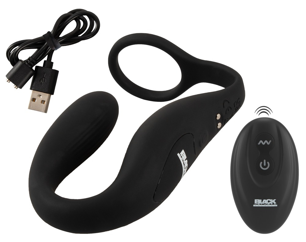 Vibrator Black Velvets Cock ring with RC butt plug [8]