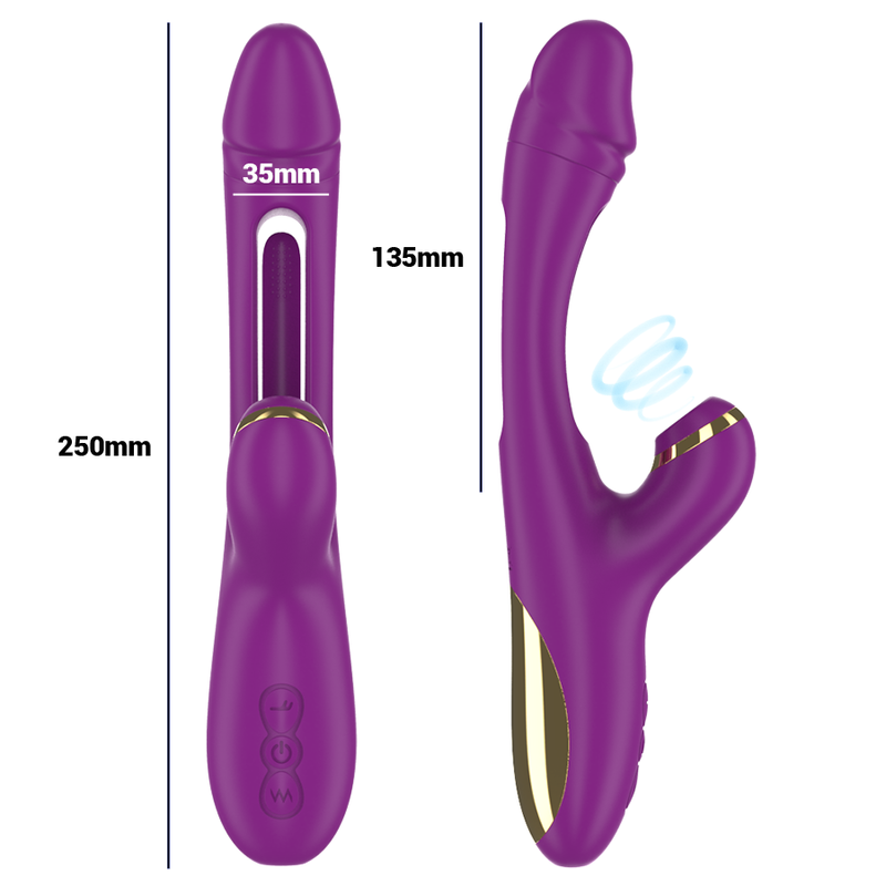 Vibrator Rabbit Intense Ateneo Rechargeable Multifunction Vibrator 7 Vibrations With Swinging Motion And Sucking Purple [3]