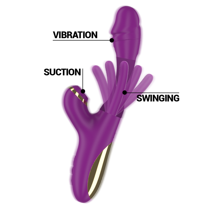 Vibrator Rabbit Intense Ateneo Rechargeable Multifunction Vibrator 7 Vibrations With Swinging Motion And Sucking Purple [2]