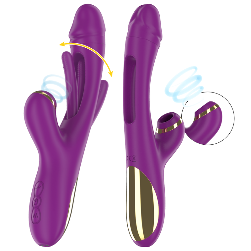 Vibrator Rabbit Intense Ateneo Rechargeable Multifunction Vibrator 7 Vibrations With Swinging Motion And Sucking Purple [6]