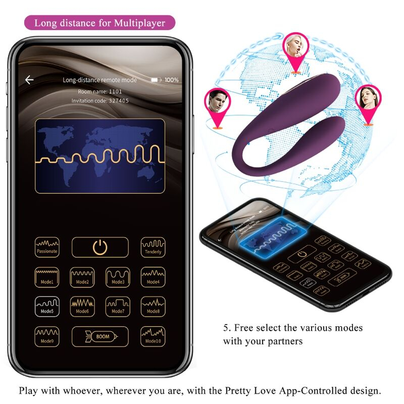 Vibrator tip C Pretty Love August Remote Global Double Pleasure Vibrator [9]