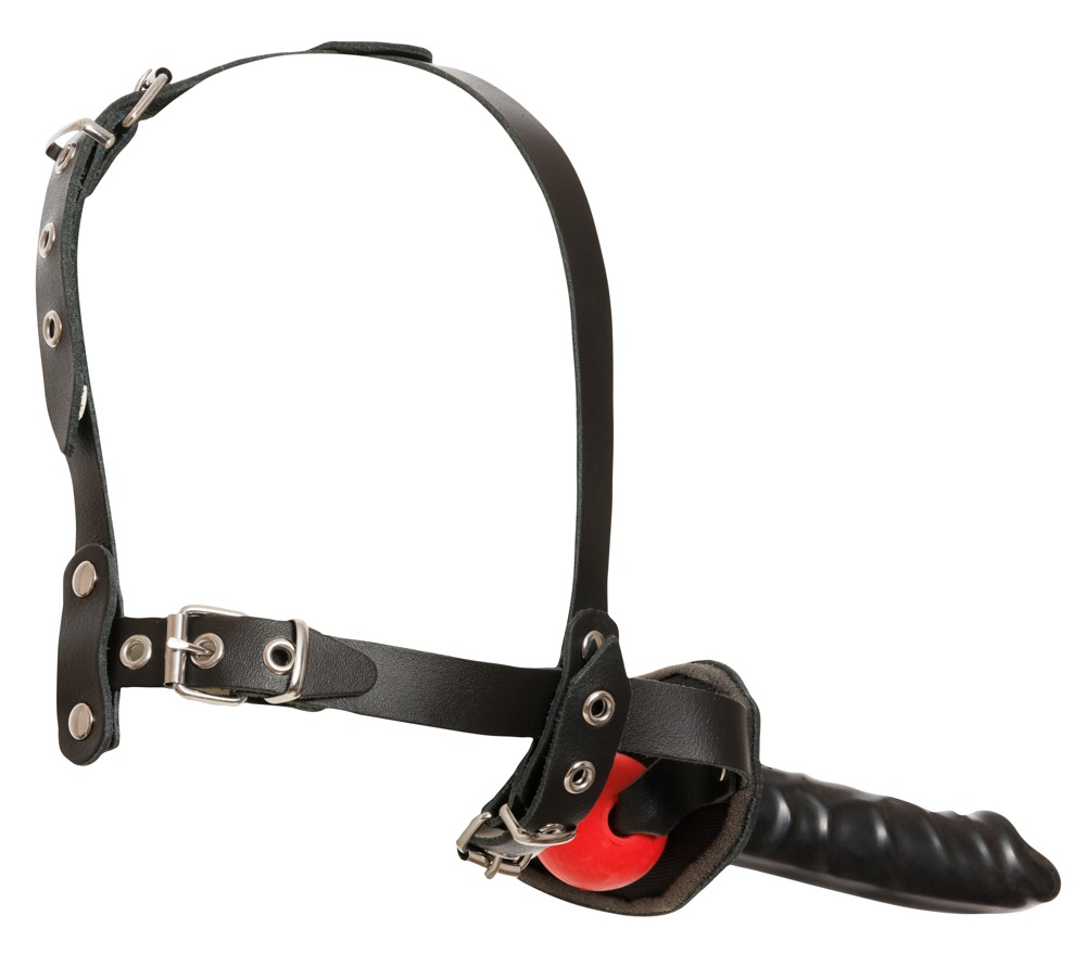 Ham Dildo ZADO Leather Head Harness with Dild [5]