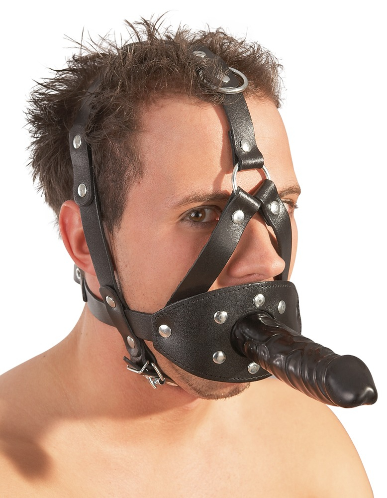 Ham Dildo ZADO Leather Head Harness with Dild [3]