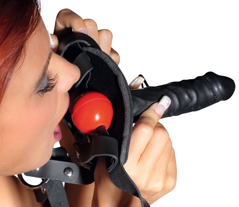 Ham Dildo ZADO Leather Head Harness with Dild [10]