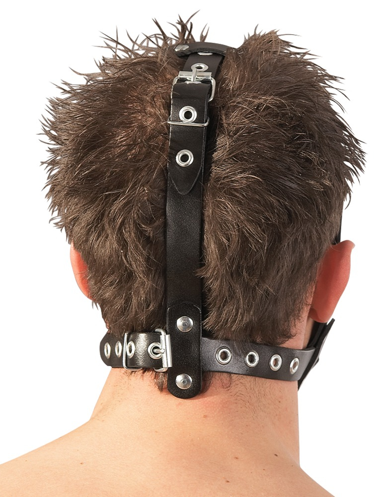 Ham Dildo ZADO Leather Head Harness with Dild [15]