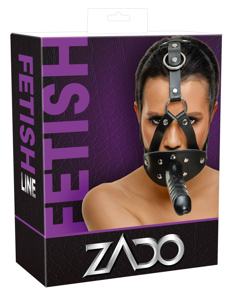 Ham Dildo ZADO Leather Head Harness with Dild [8]