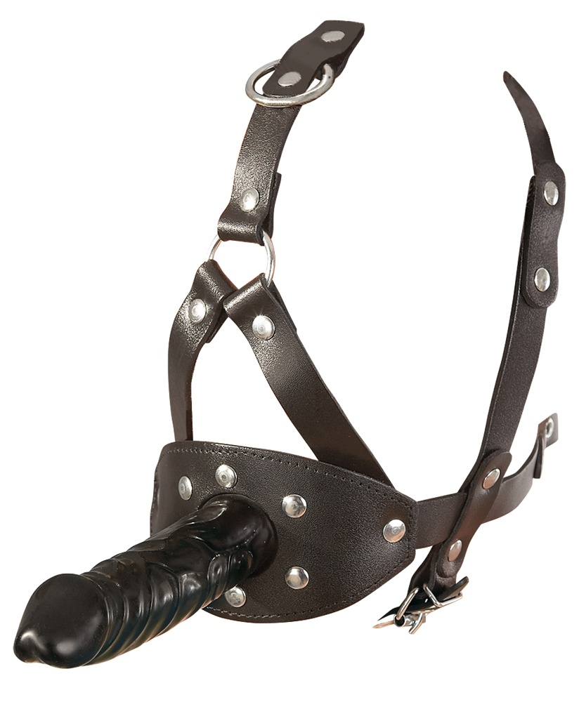 Ham Dildo ZADO Leather Head Harness with Dild [4]