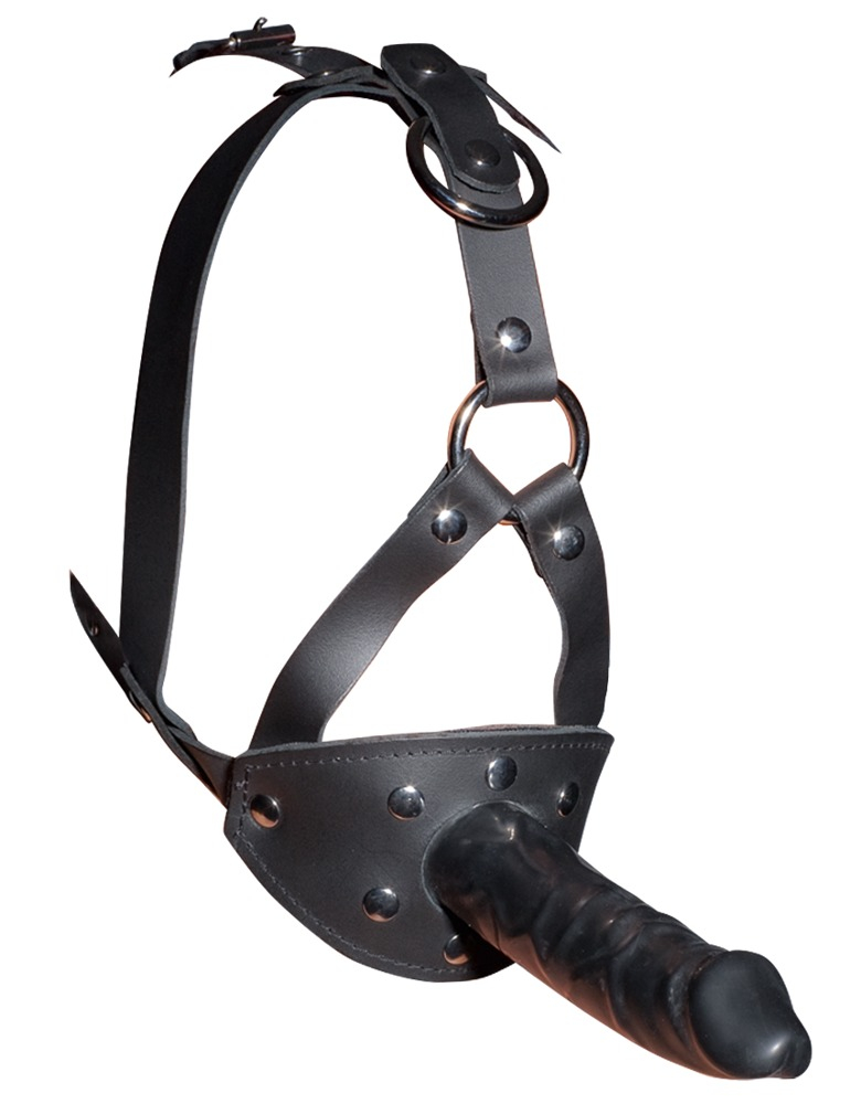 Ham Dildo ZADO Leather Head Harness with Dild [9]