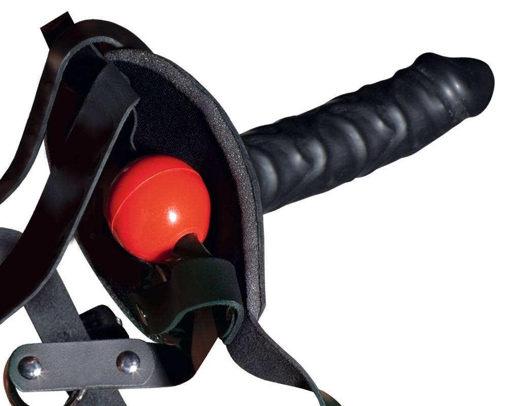 Ham Dildo ZADO Leather Head Harness with Dild [14]