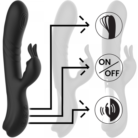 Vibrator Rabbit Black&Silver Jamie Rechargeable Silicone Rabbit Stimulator Black [3]