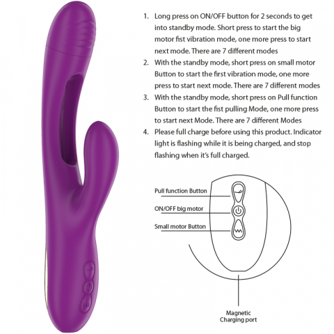 Vibrator Rabbit Intense Apolo Rechargeable Multifunction Vibrator 7 Vibrations With Swinging Motion Purple [4]