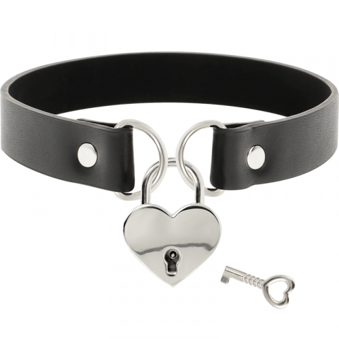 Colier Coquette Chic Desire Vegan Leather Necklace With Heart Accessory With Key [5]