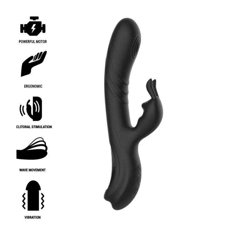 Jucarii Sexuale - Vibrator Rabbit Black&Silver Jamie Rechargeable Silicone Rabbit Stimulator Black