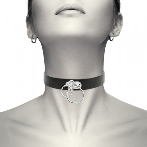 Colier Coquette Chic Desire Double Ring Vegan Leather Choker [5]