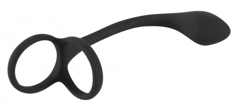 Inel Penis Testicule Black Velvets Cock & ball ring with butt plug [3]