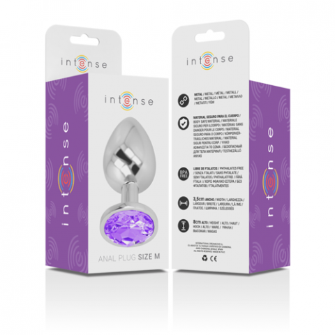 Buttplug Anal Intense Aluminum Metal Anal Plug With Violet Crystal Size M [2]