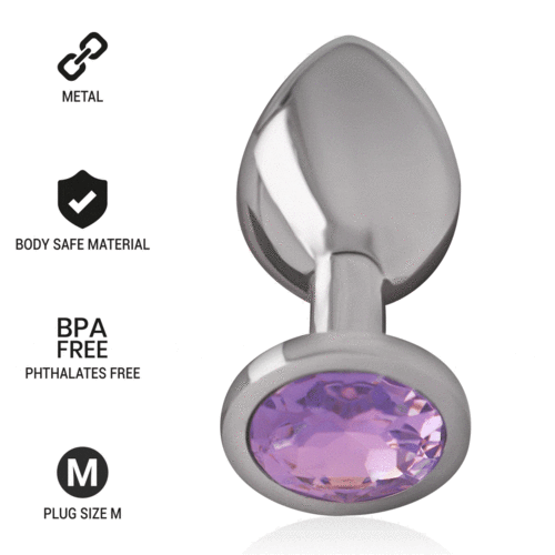Jucarii Sexuale - Buttplug Anal Intense Aluminum Metal Anal Plug With Violet Crystal Size M