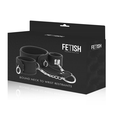 Catuse Fetish Submissive Vegan Leather Necklace And Handcuffs With Noprene Lining [1]
