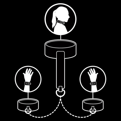 Catuse Fetish Submissive Vegan Leather Necklace And Handcuffs With Noprene Lining [2]