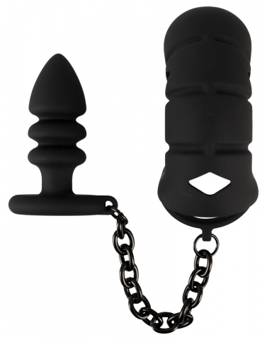 Cusca Penis Black Velvets Cock cage with butt plug [2]