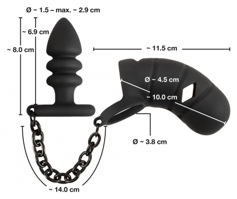 Cusca Penis Black Velvets Cock cage with butt plug [6]