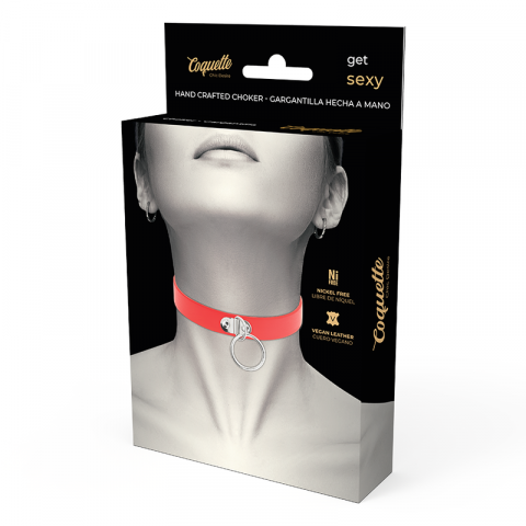 Colier Coquette Chic Desire Red Vegan Leather Necklace Woman Fetish Accessory [5]