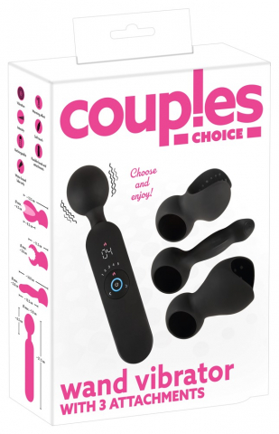 Set Vibrator Couples Choice Wand Vibrator with 3 Attachments [12]