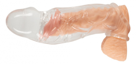 Inel Testicule Crystal Penis Sleeve With Extension + Ball Ring [6]