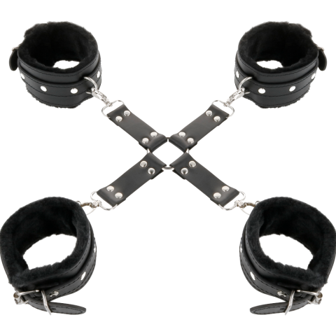 Catuse Maini Glezne Piele Darkness Lather handcuffs for foot and hands black [6]