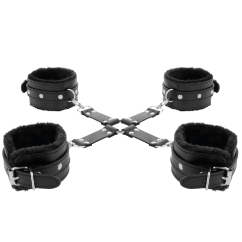 Catuse Maini Glezne Piele Darkness Lather handcuffs for foot and hands black [3]