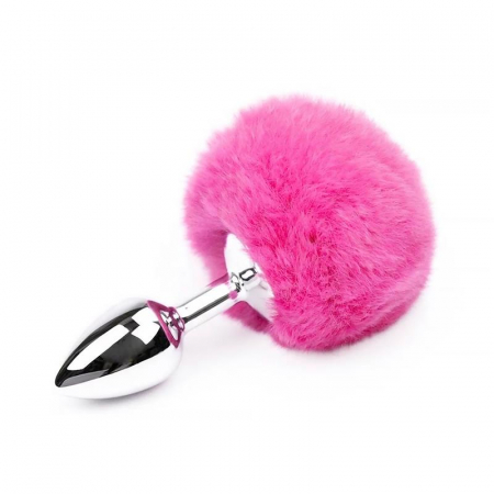 Jucarii Sexuale - Buttplug Dildo Anal After Dark Metal Butt Plug With Pompon Pink Size S