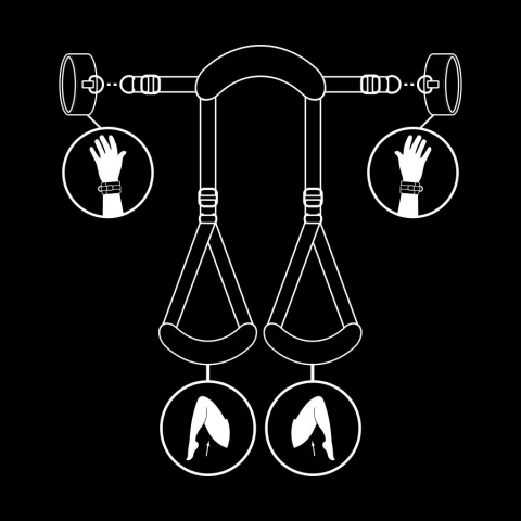 Set Imobilizare Fetish Submissive Bondage Open legs position with noprene lining handcuffs [2]