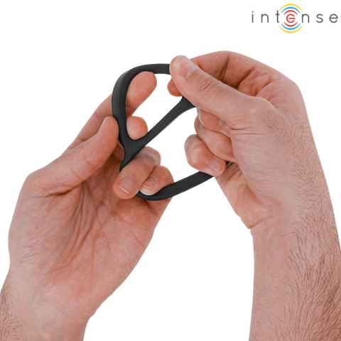 Inel Penis Intense Bobby double silicone penis ring black [2]