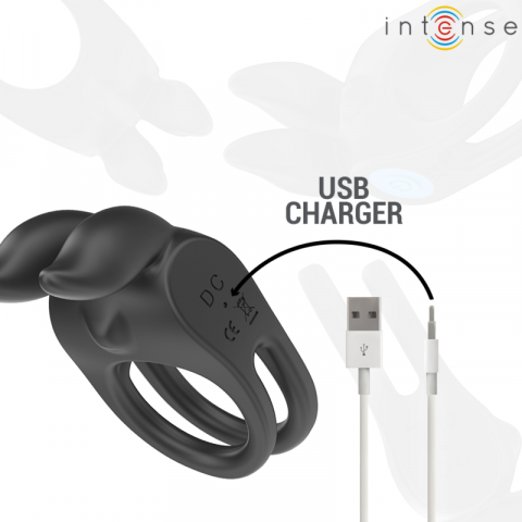 Inel Vibrator Penis Intense Sam vibrator double penis ring 10 vibrations black [5]