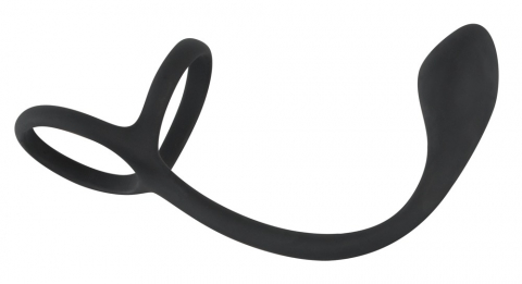 Inel Vibrator Penis Testicule Barbati Black Velvets Cock & Ball Ring with Butt Plug [1]