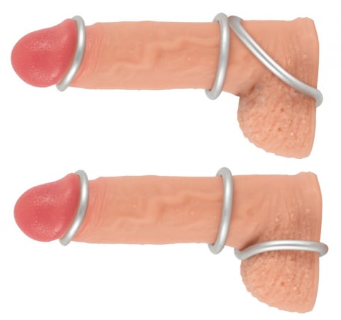 Jucarii Sexuale - Inel Vibrator Penis Testicule Barbati You2Toys Metallic Silicone Cock Ring Set
