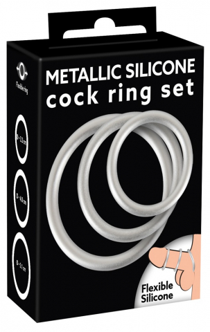 Inel Vibrator Penis Testicule Barbati You2Toys Metallic Silicone Cock Ring Set [8]