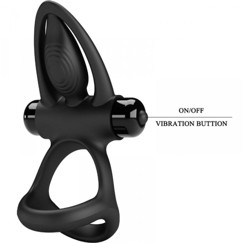 Inel Vibrator Pretty Love Vibrating Ring 10 Vibrations Black Silicone [5]