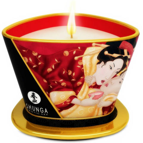 Ulei Masaj Erotic - Lumanare Candela Masaj Shunga Mini Caress By Candelight Strawberries And Cava Massage Candle 170 ml