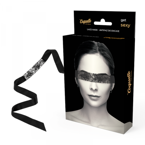 Bondage BDSM - Masca Coquette Chic Desire Black Lace Mask With Ribbon