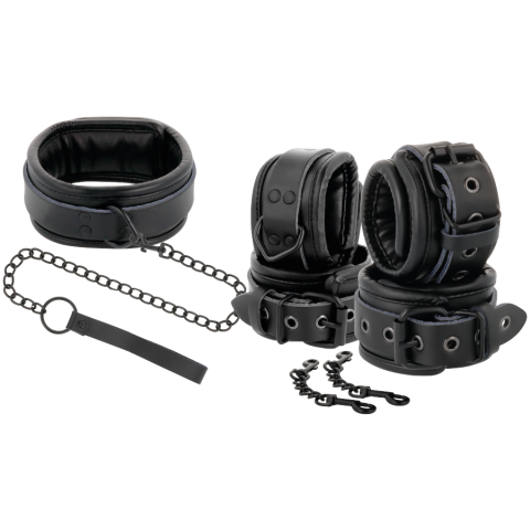 Set Darkness Black Leather Handcuffs And Collar [8]