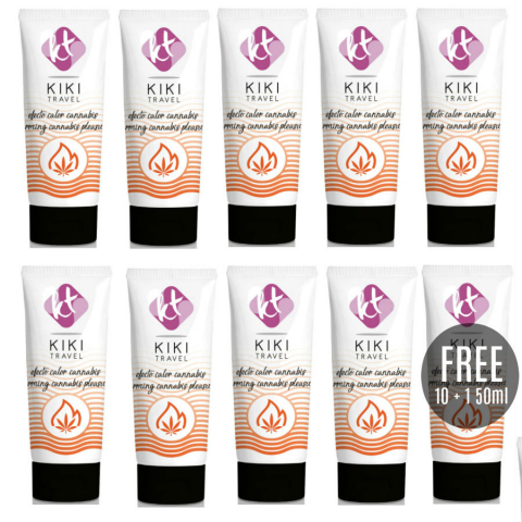 Lubrifianti - Set Lubrifiant Baza Apa Cannabis KIKI TRAVEL cannabis warming effect 50 ml 10+1 free