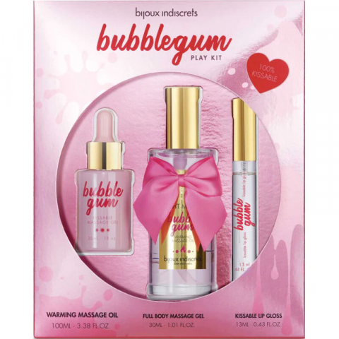 Ulei Masaj Erotic - Set Masaj Erotic Bijoux Indiscrets Bubblegum Play Kit With Oil Gel & Lip Gloss