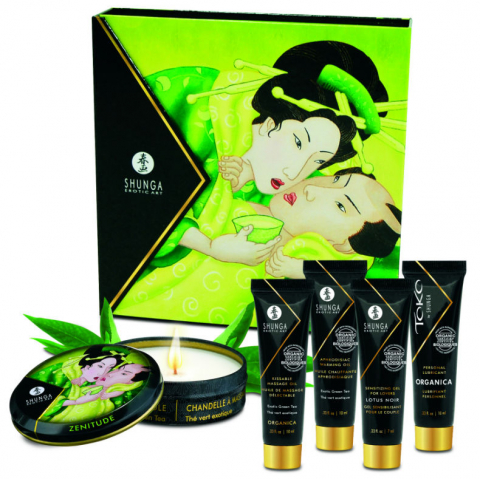 Ulei Masaj Erotic - Set Masaj Erotic Shunga Kit Secret Geisha Organic Green Tea