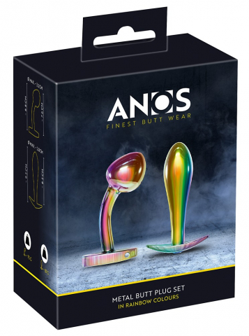 Set Plug Anal ANOS Metal Butt Plug Set in Rainbow Colours [6]
