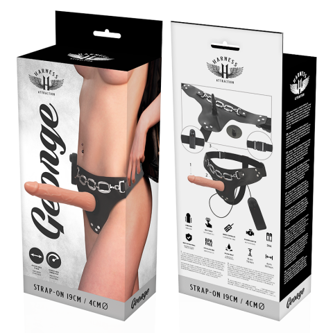Strapon Harness Attraction Rnes George Realistic Vibrator 19 x 4cm [5]