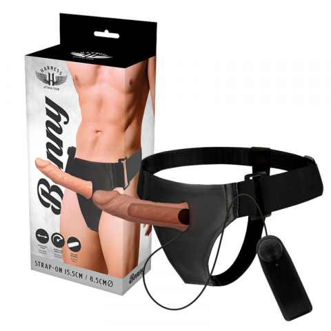 Strapon Harness Attraction Rnes Hollow Benny Vibrator 15 x 4.5cm [5]
