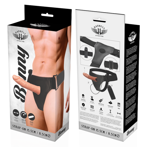 Strapon Harness Attraction Rnes Hollow Benny Vibrator 15 x 4.5cm [6]