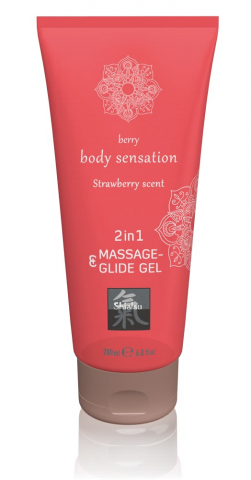 Ulei Masaj Erotic - Ulei Gel Masaj Erotic Hot Shiatsu Massage & Glide Gel 2 in1 Strawberry Scent 200 ml